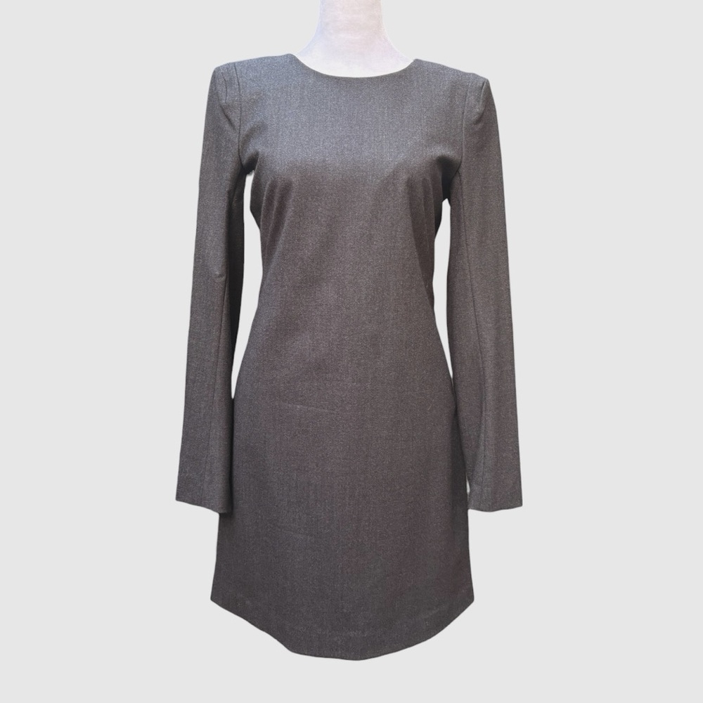 Theory Long Sleeve Charcoal Gray Wool Mini Dress | Size 6* - Picture 3 of 12